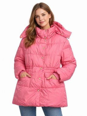 J. Crew Chateau Primaloft Down Puffer Parka Hooded Coat Jacket Pink